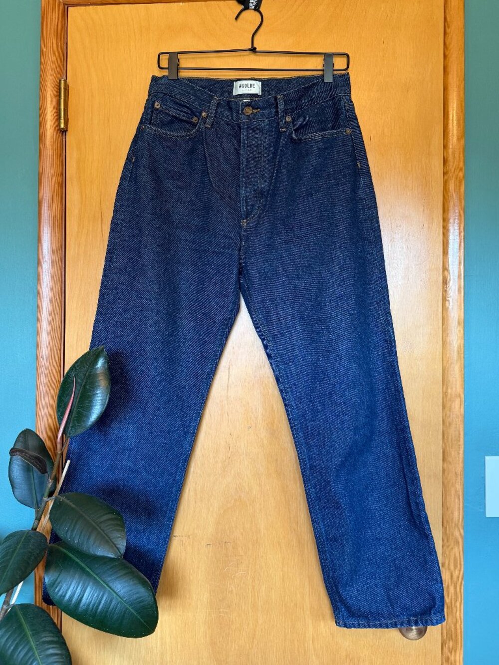AGOLDE Dark Blue Straight Leg Jeans